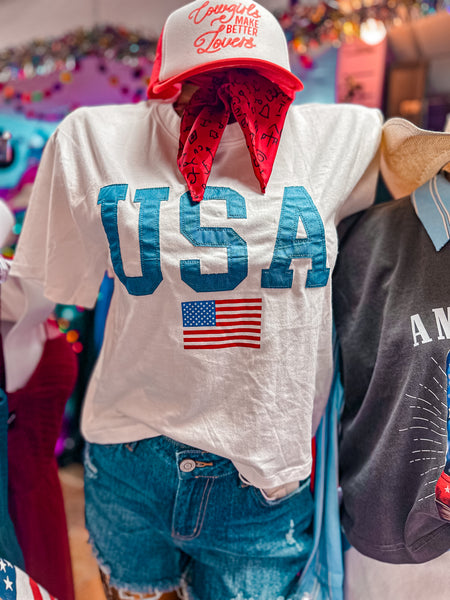 USA Mom Crop Tee