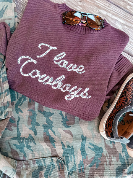 I Love Cowboys Sweater