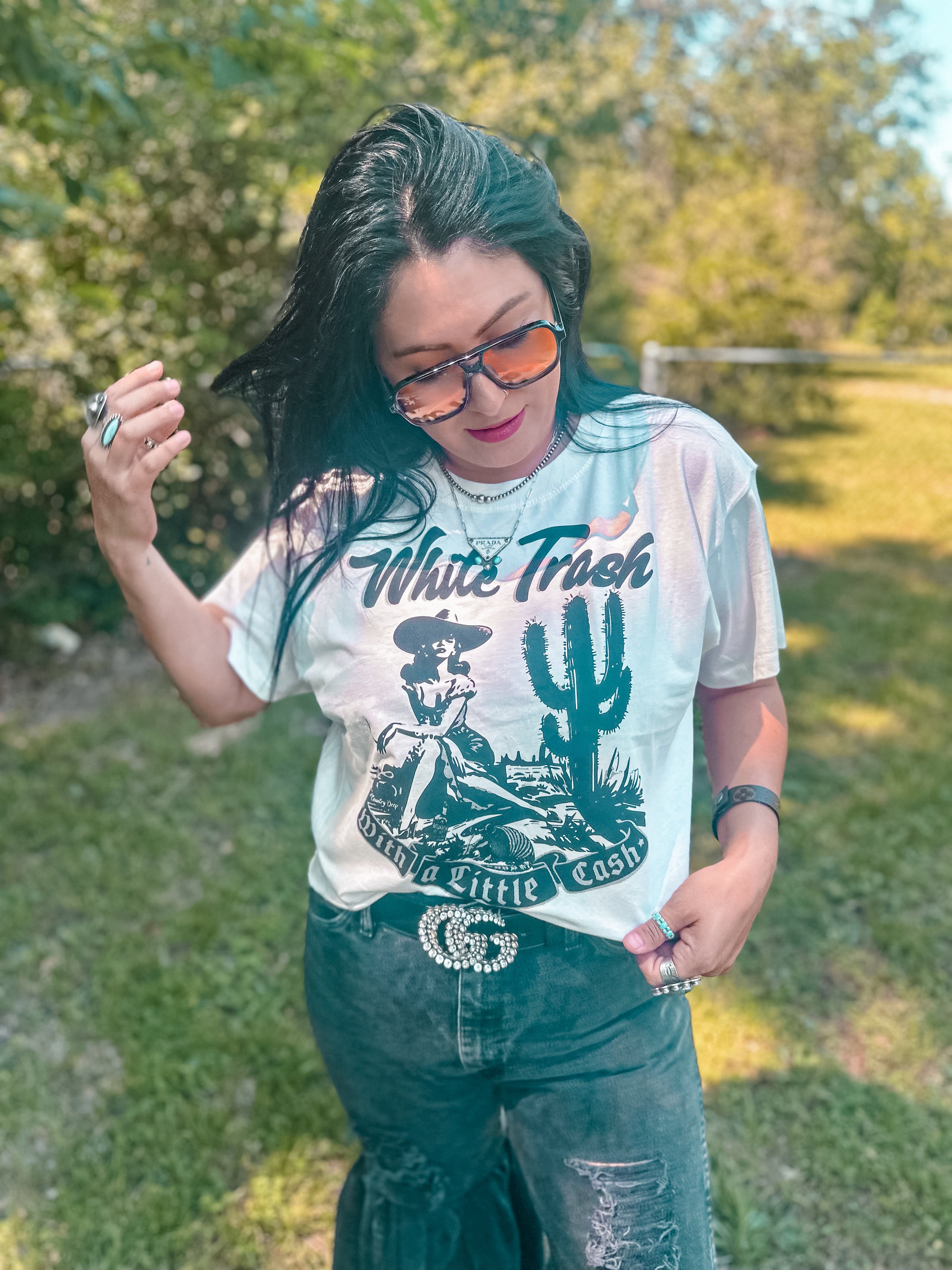 White Trash with a Little Cash Mom Crop Tee