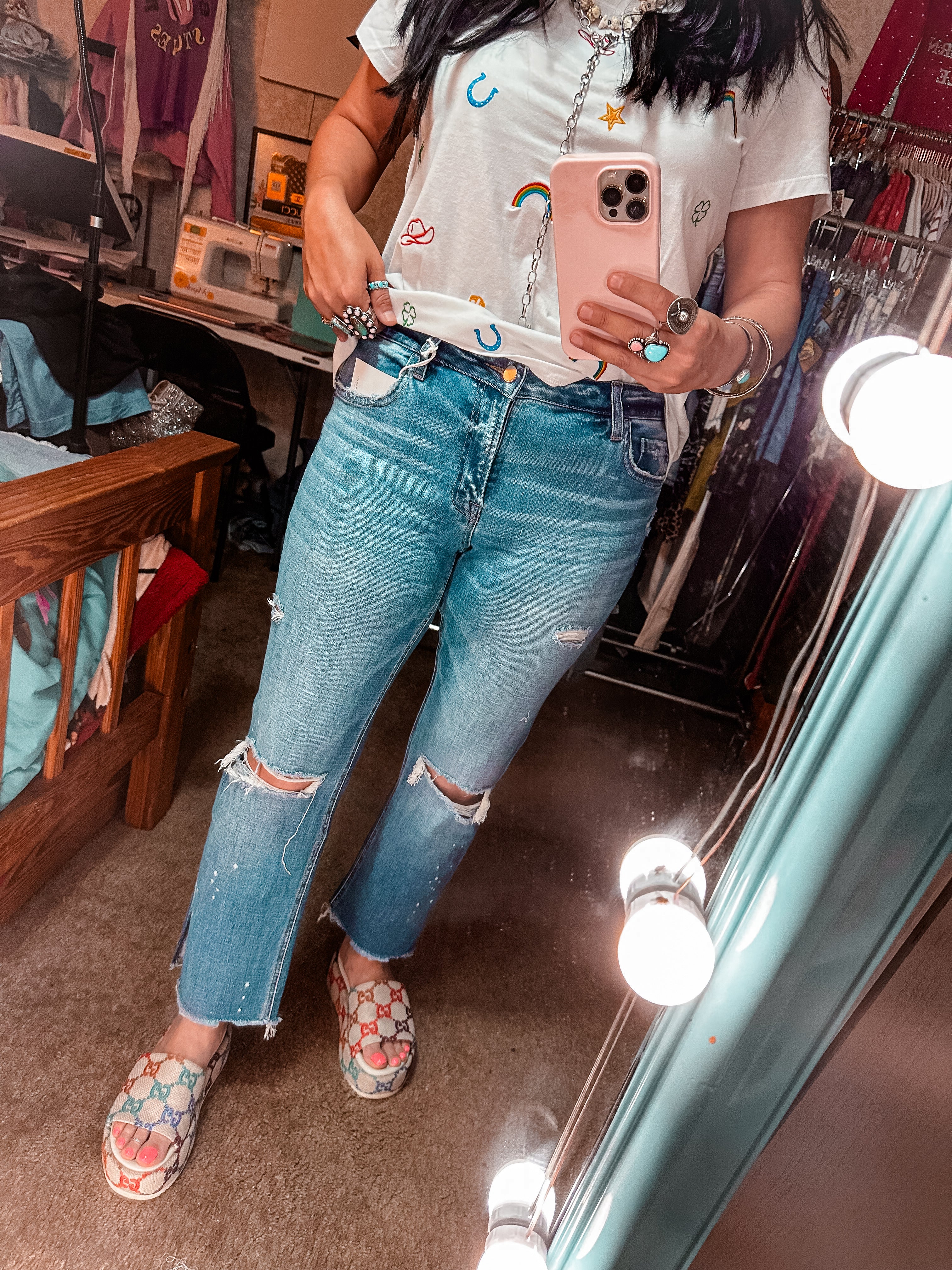 Flying Monkey High Rise Distressed Crop