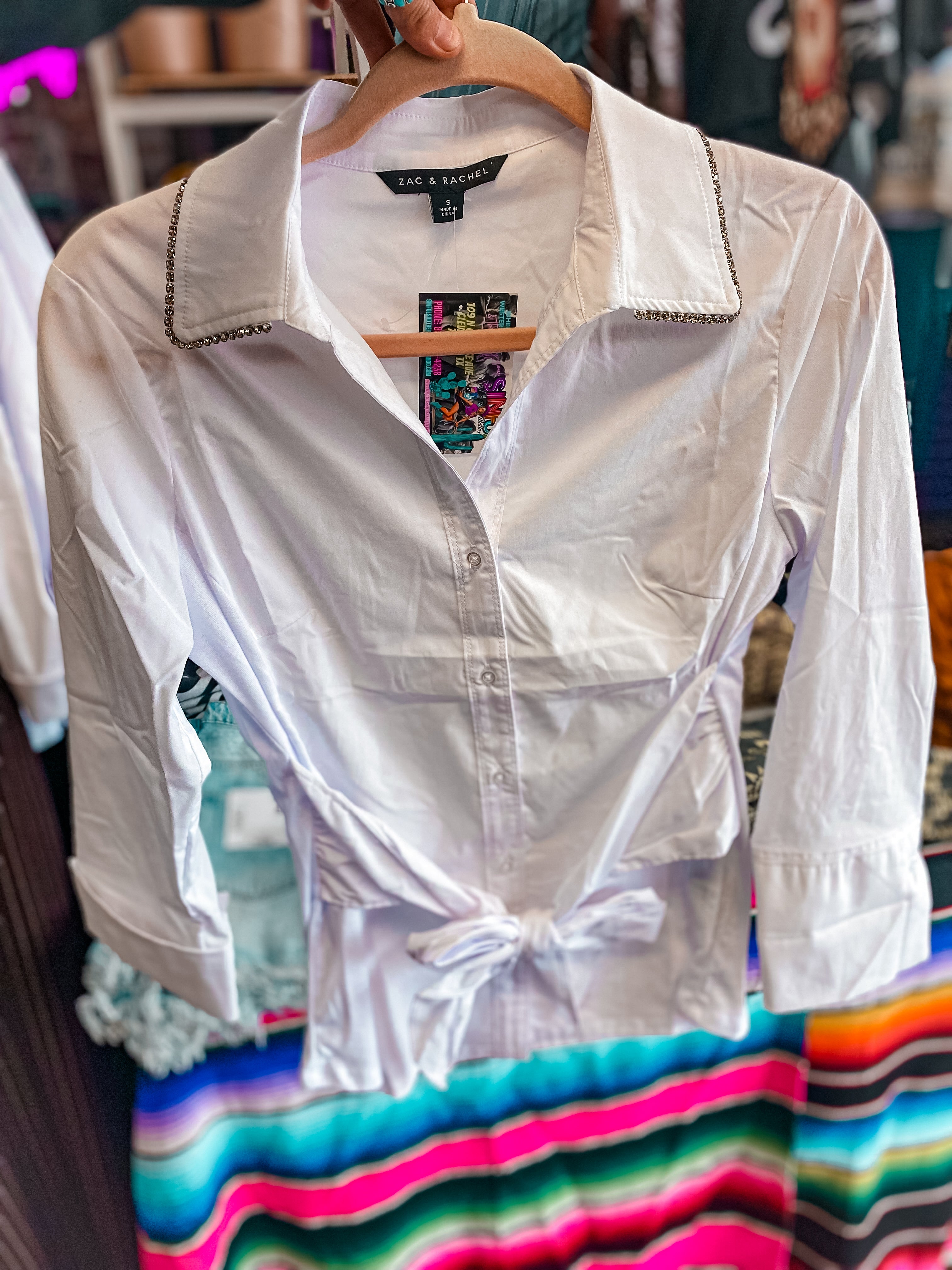 Rhinestone Collar Button Up