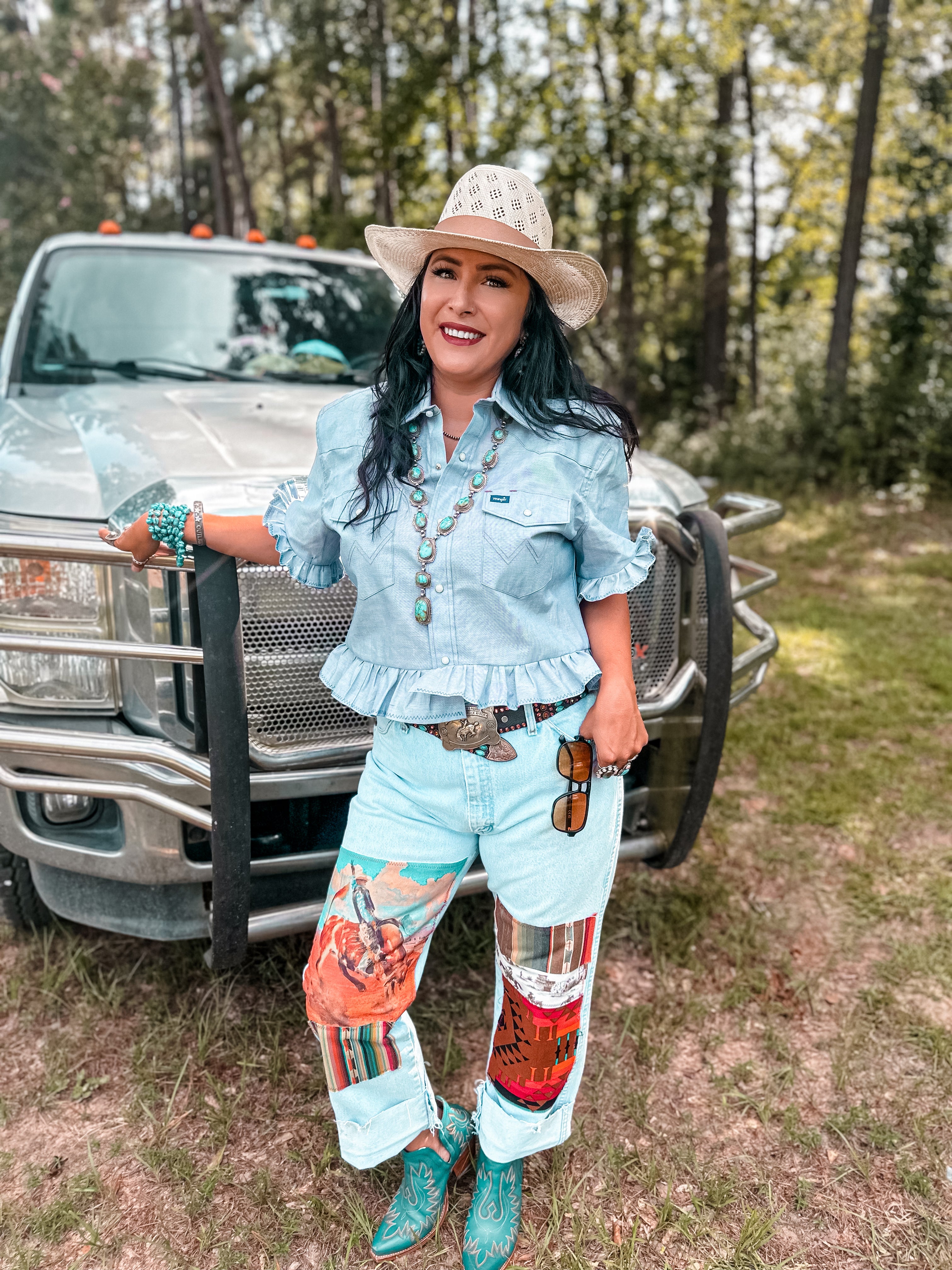 Up-Cycled Wrangler Ruffle Top