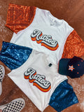 Astros Sequin Patch Sequin Sleeve Tee