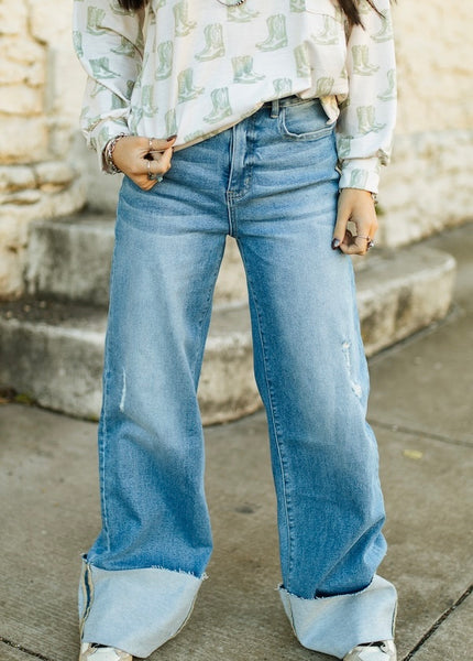 Paisley Plus Cuffed Jeans