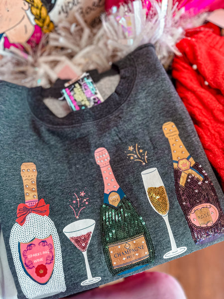 Pop the Champagne Sequin Sweatshirt