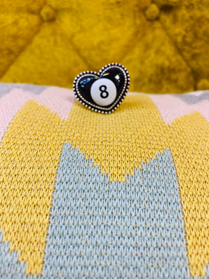 Eight Ball Heart Ring