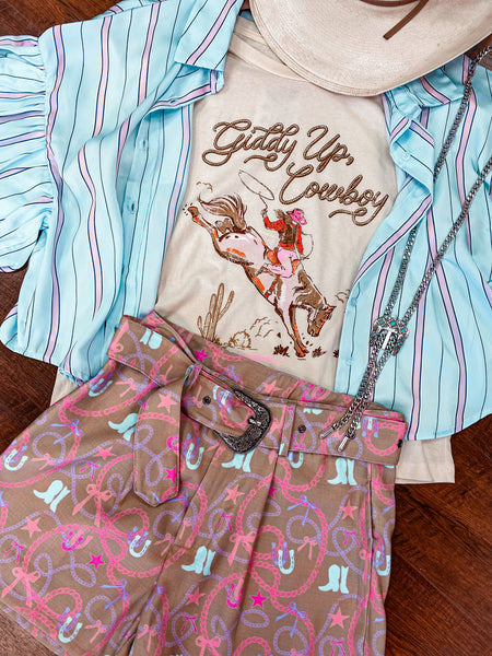 Giddy Up Cowboy Mom Crop Tee