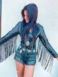 Sequin Fringe Sleeve Bodysuit