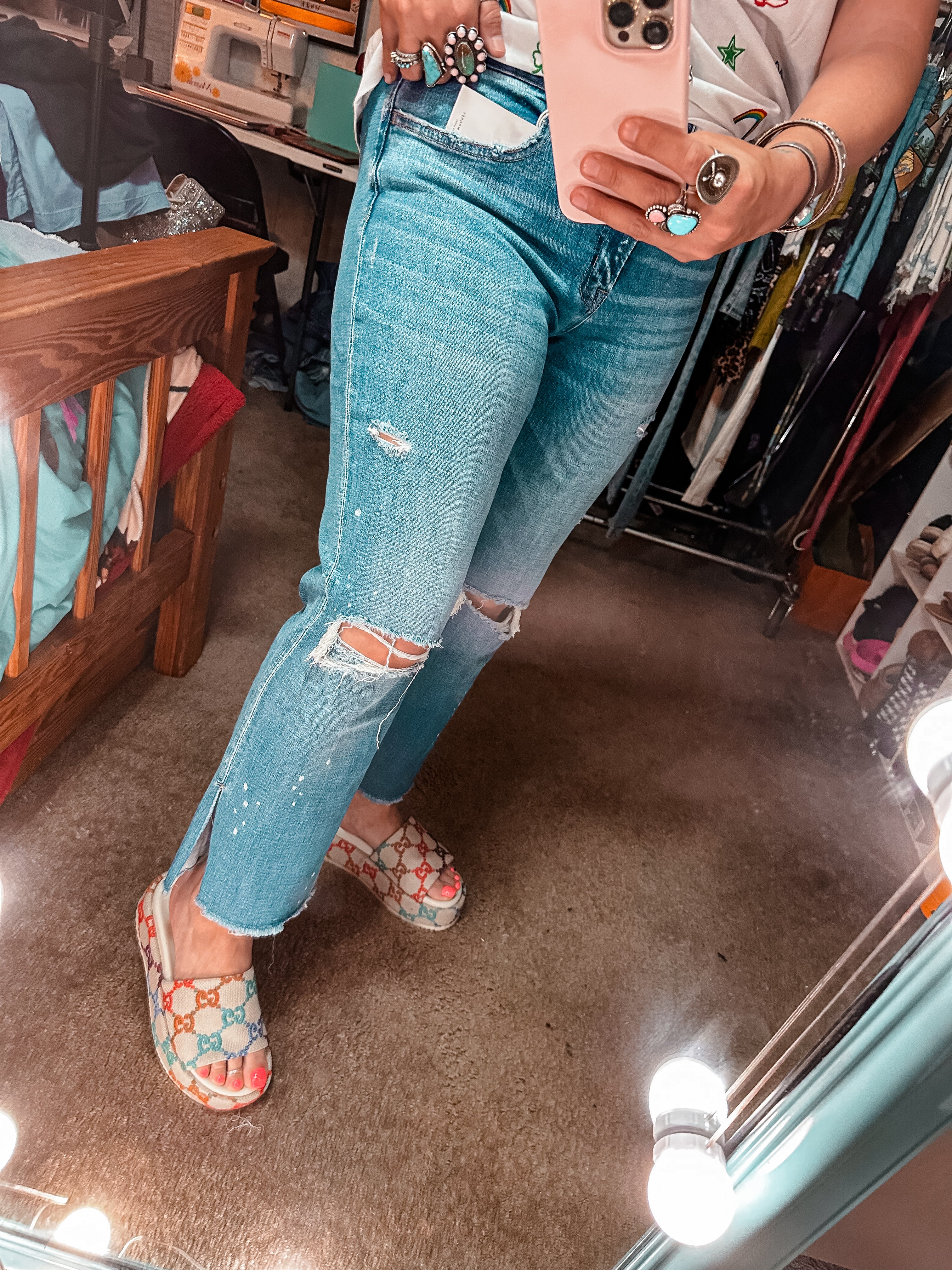 Flying Monkey High Rise Distressed Crop