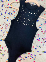 Rhinestone Ribbed Bodysuit