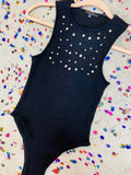 Rhinestone Ribbed Bodysuit