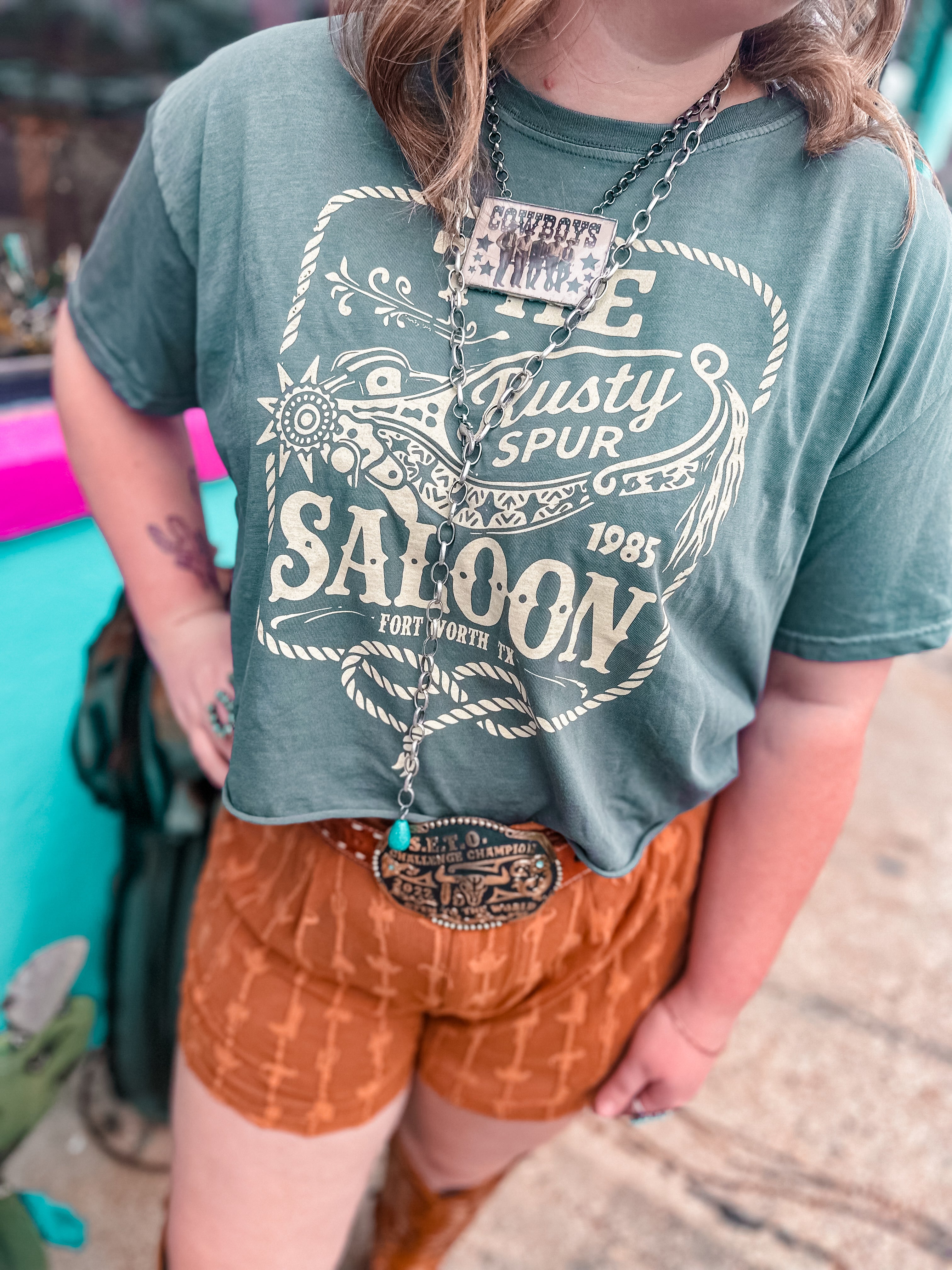 The Rusty Spur Saloon Crop Tee(Grey)