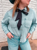 Callie Crop Denim Button Up