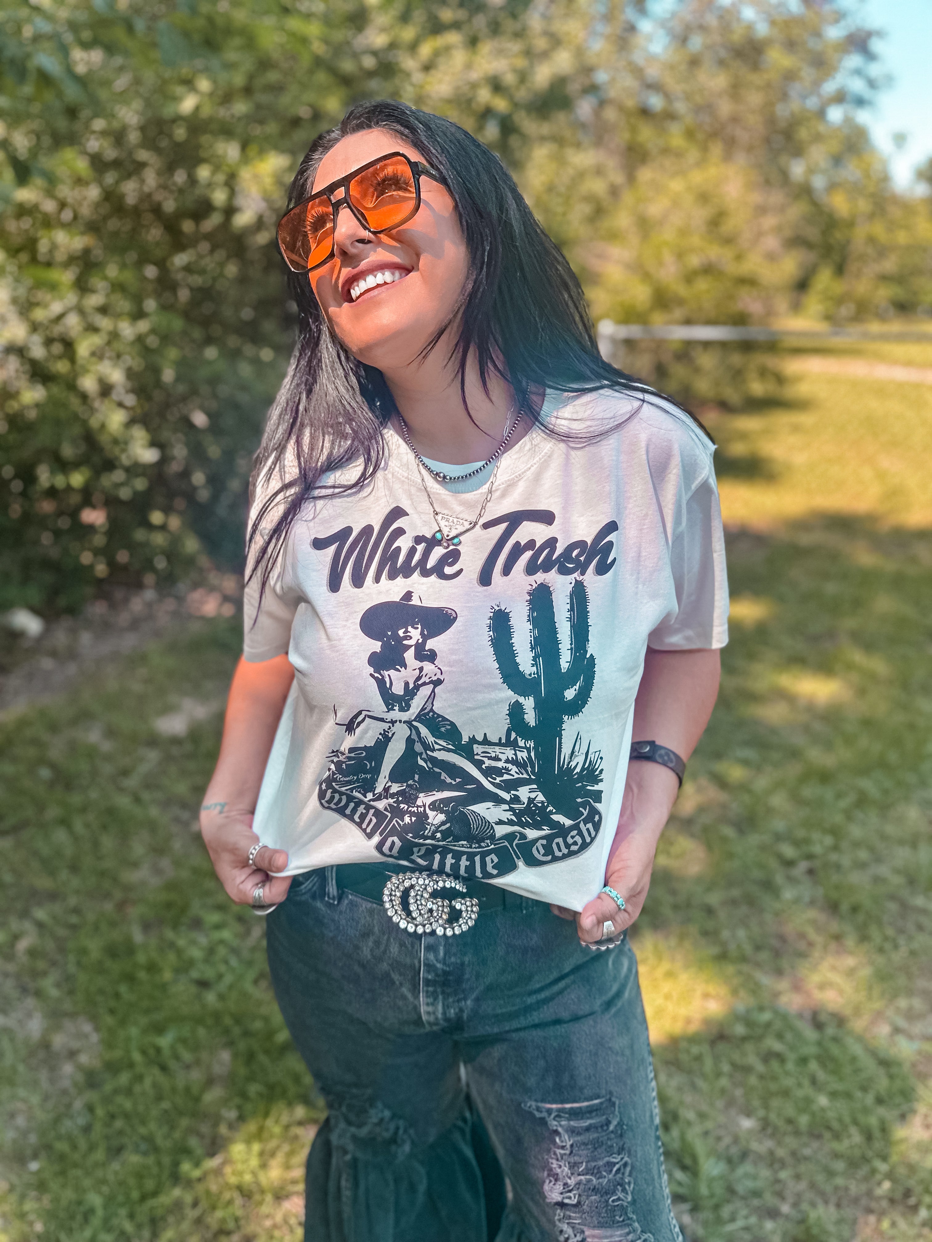 White Trash with a Little Cash Mom Crop Tee