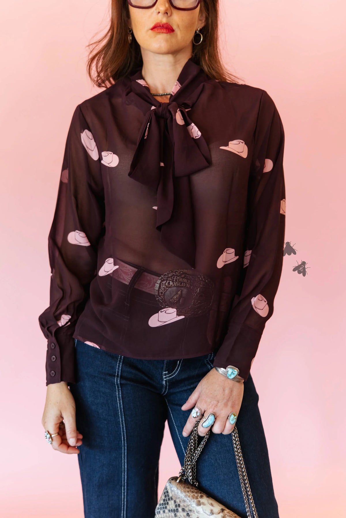 Western Hats Sheer Top