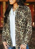 Leopard Denim Pearl Snap Long Sleeve Shirt