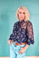 Western Charm Bow Blouse