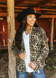 Leopard Denim Pearl Snap Long Sleeve Shirt