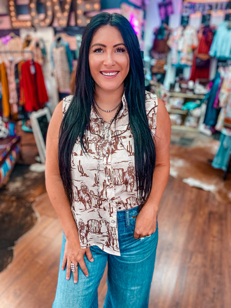 Cowboy Cassanova Ivory Top