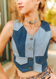 Patchwork Denim Vest