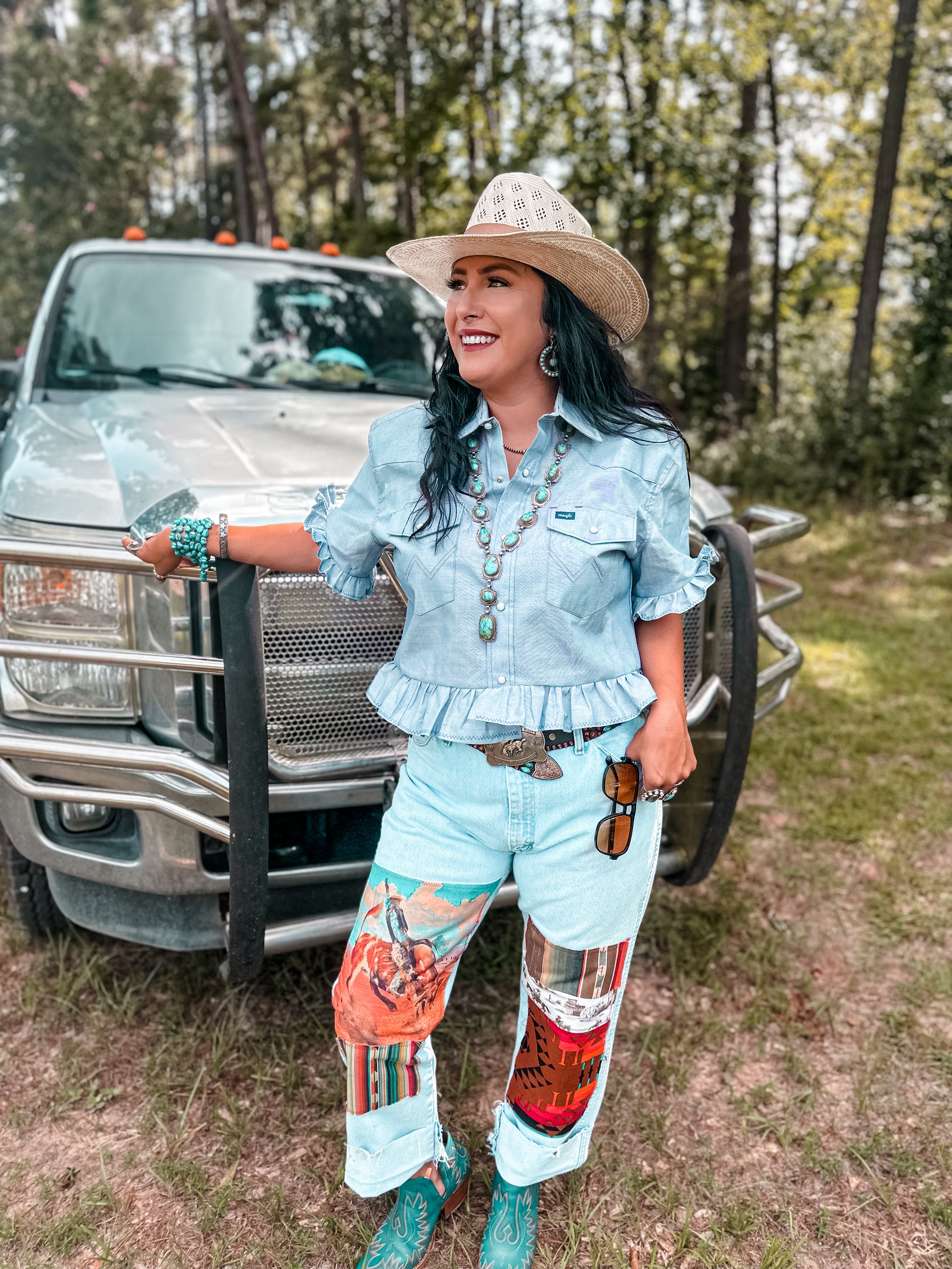 Up-Cycled Wrangler Ruffle Top