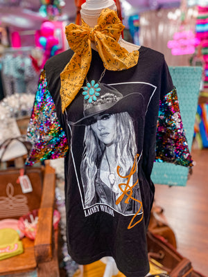 Lainey Wilson Sequin Sleeve Tee