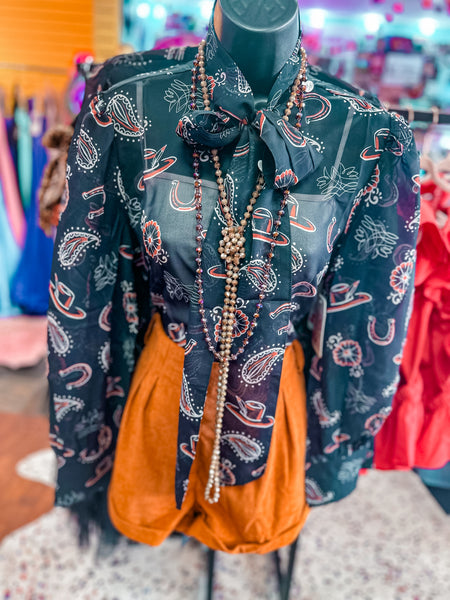 Western Charm Bow Blouse