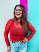 Rita Red Mesh Top