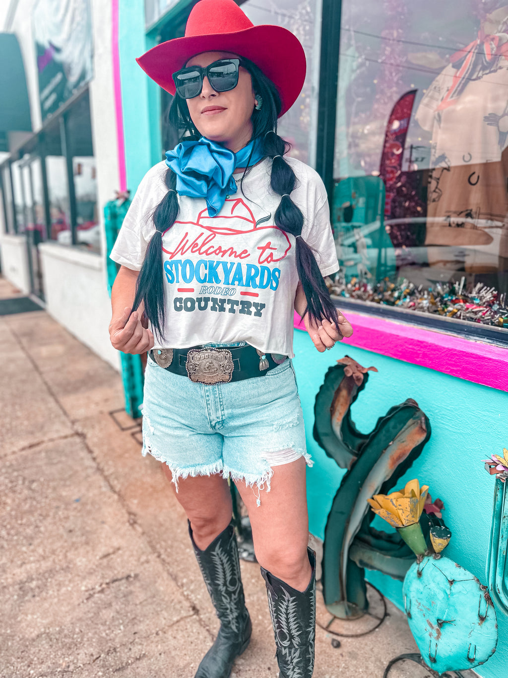Welcome to Stockyards Rodeo Country Crop Tee