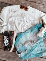 Western Dreams Embroidered Crop Sweatshirt