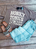 Honky Tonks & Dive Bars Mom Crop Tee (Brown)