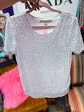Shimmer Sequin Short Sleeve Top