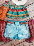SSB Southwest Serape Ruffle Top