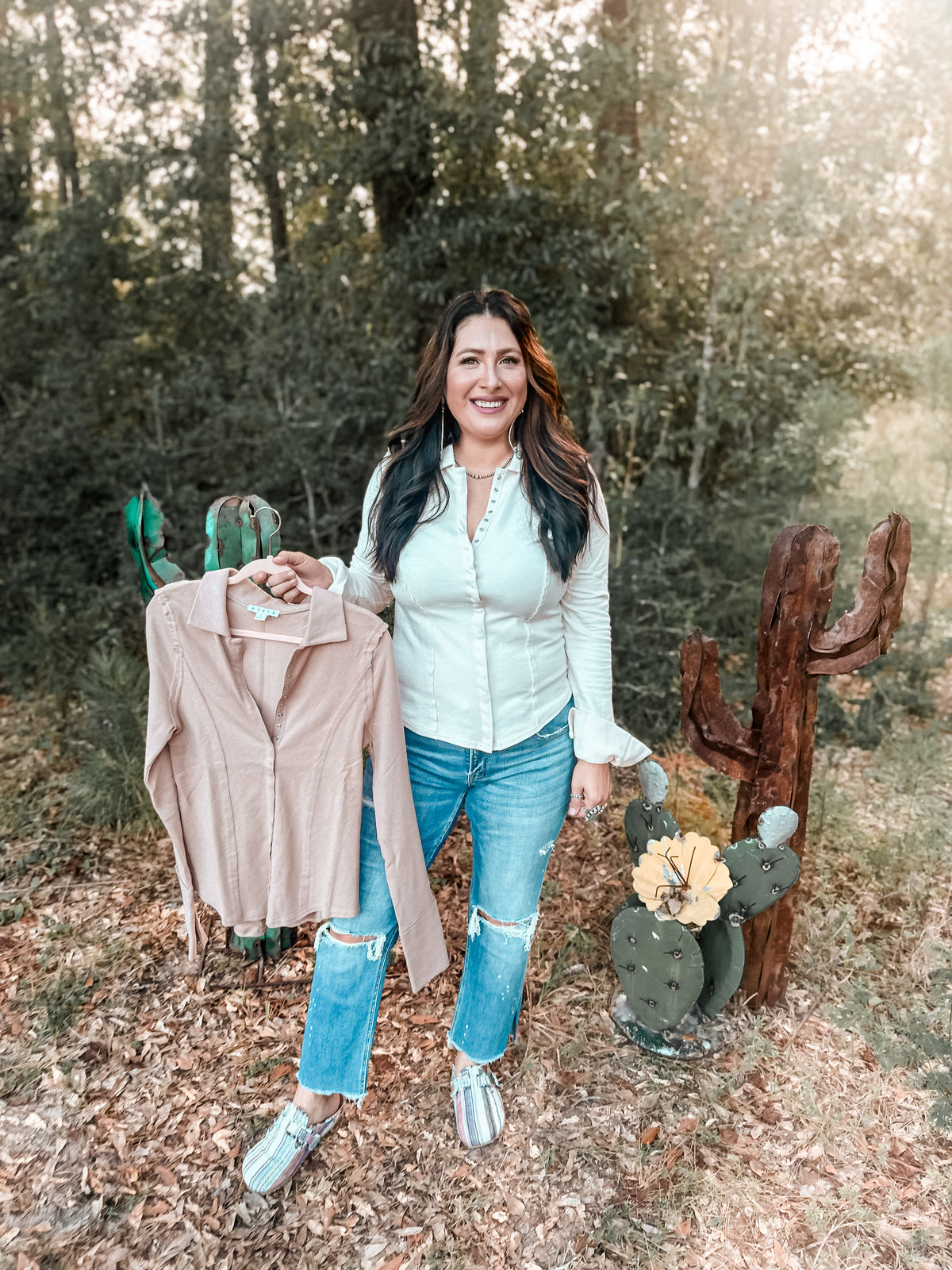 Ribbed Long Sleeve Snap Top