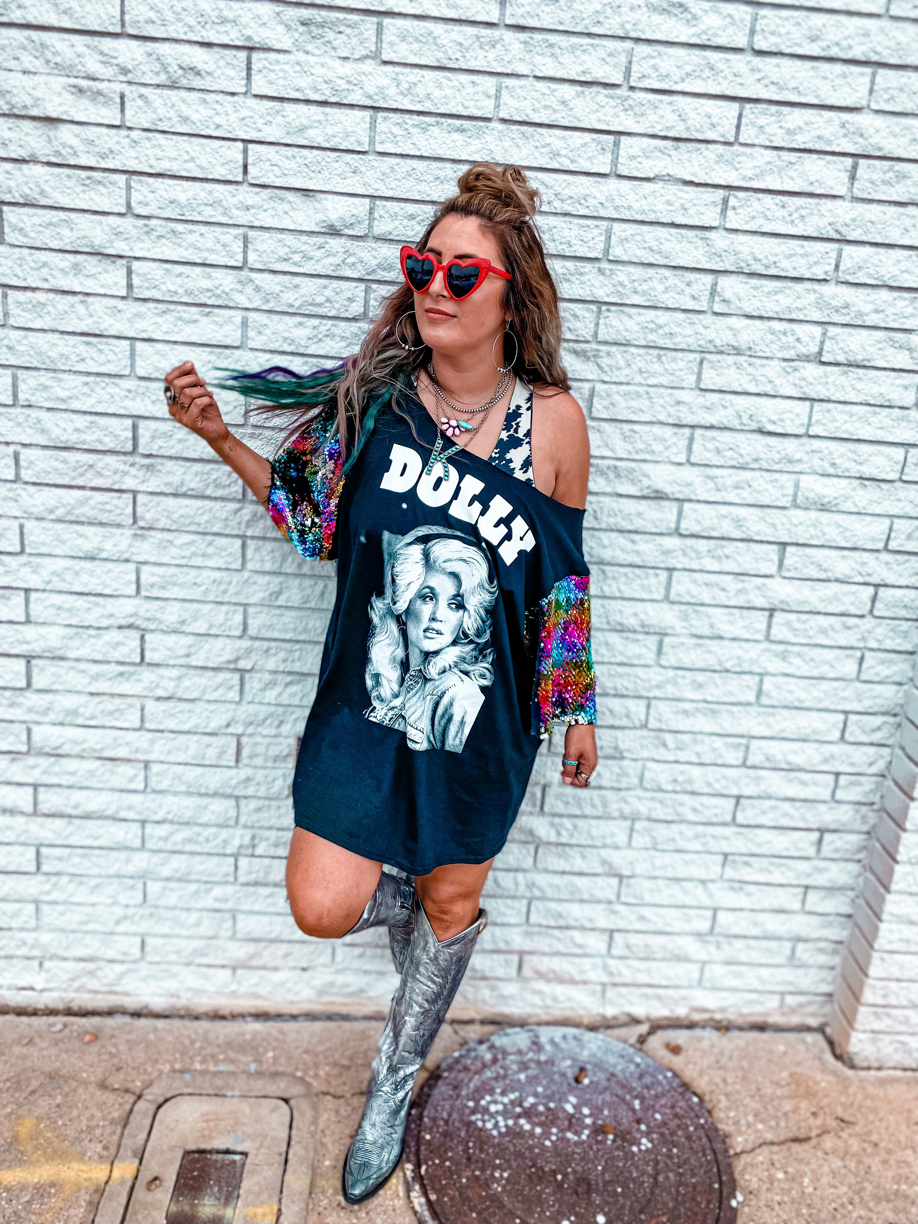 Dolly Sequin Sleeve Tee