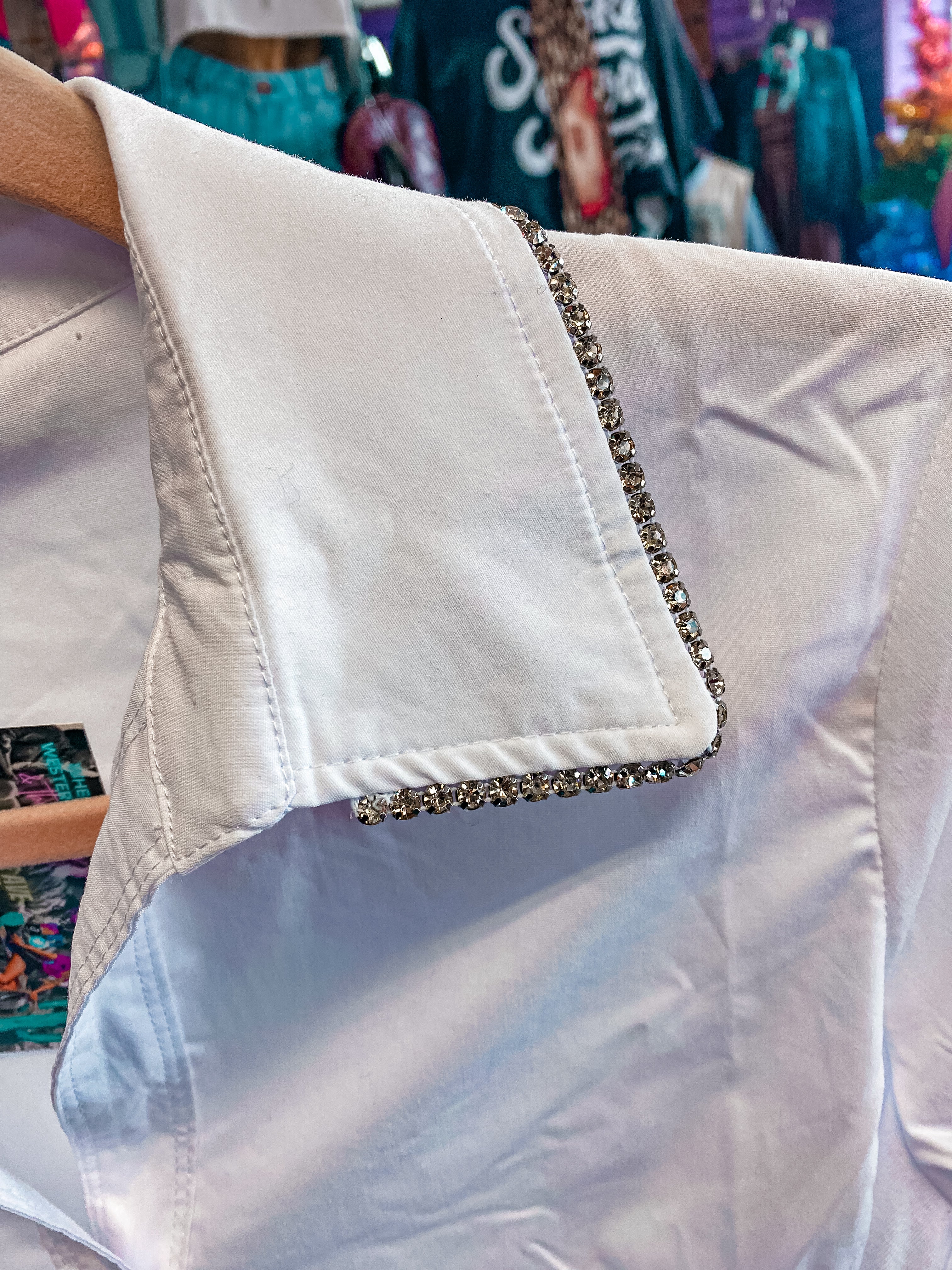 Rhinestone Collar Button Up