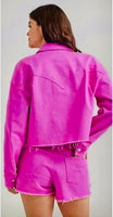 Priscilla Pink Wrangler Crop Denim Jacket