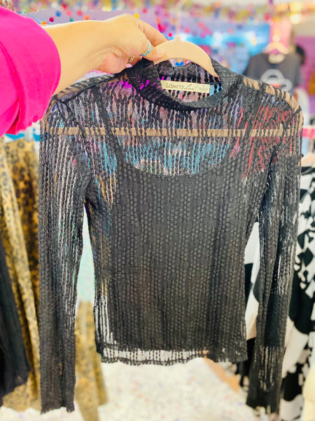 Black Betty Lace Mesh Top