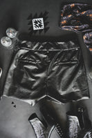 Jet Black Faux Leather Shorts