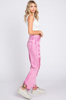 Pink Acid Wash Distressed Jeans