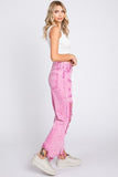 Pink Acid Wash Distressed Jeans