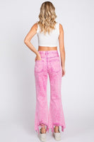 Pink Acid Wash Distressed Jeans