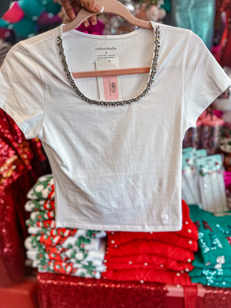 Ritzy Rhinestone Scoop Neck Tee