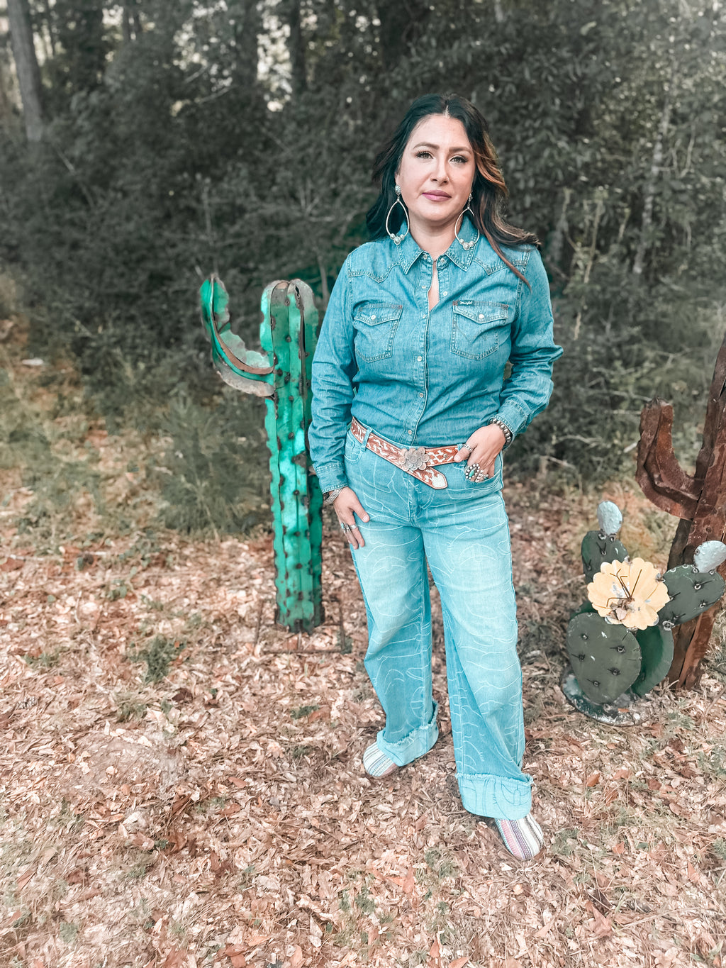 Wrangler Retro Denim Pearl Snap Top