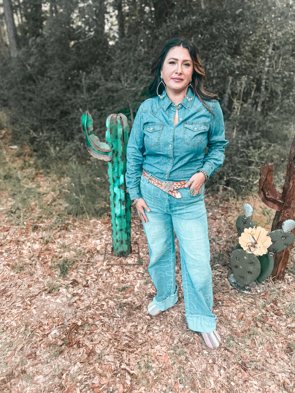 Wrangler Retro Denim Pearl Snap Top