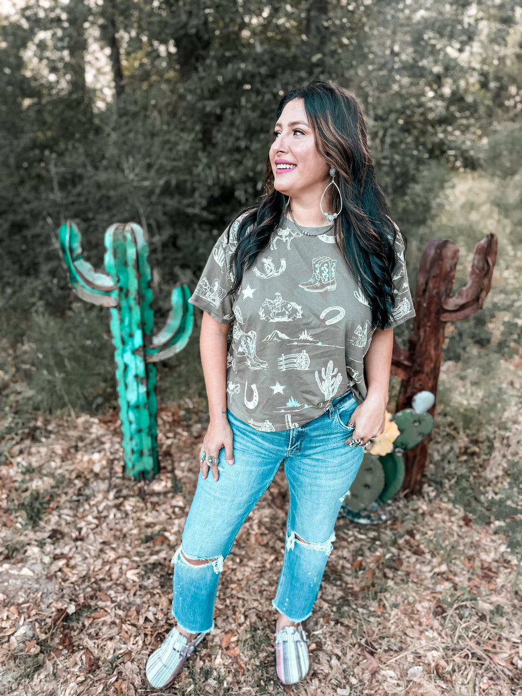 Western Print Short Sleeve Tee